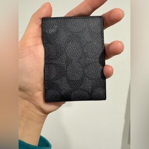 Coach 3-In-1 Signature Wallet Charcoal Black Leather Men’s Bifold Set New